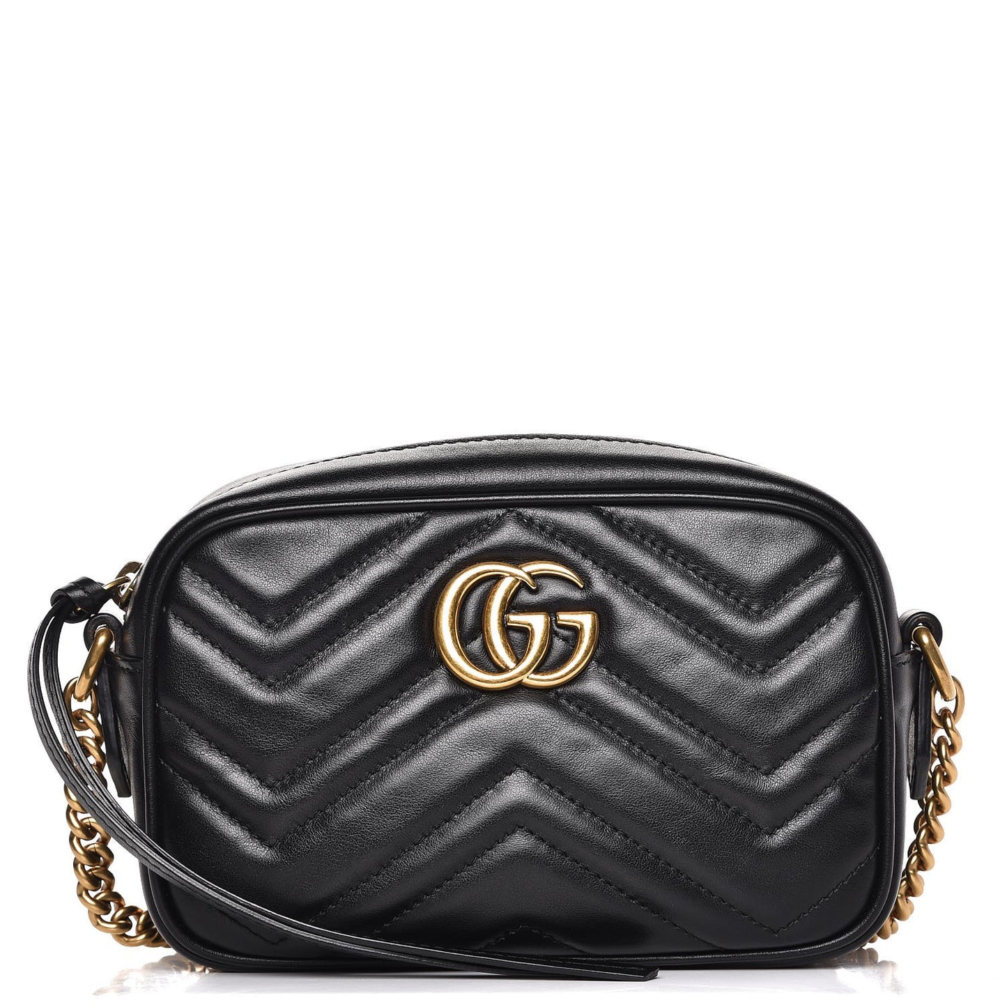 Calfskin Matelasse Mini GG Marmont Chain Shoulder Bag Black