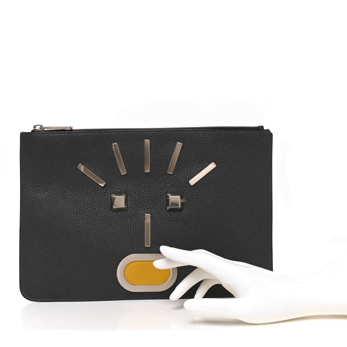 Fendi Cuoio Romano Faces Pouch Asfalto 2 of 8