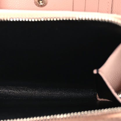Saint Laurent Grain De Poudre Matelasse Chevron Monogram Compact Zip Around Wallet Pink 5 of 10