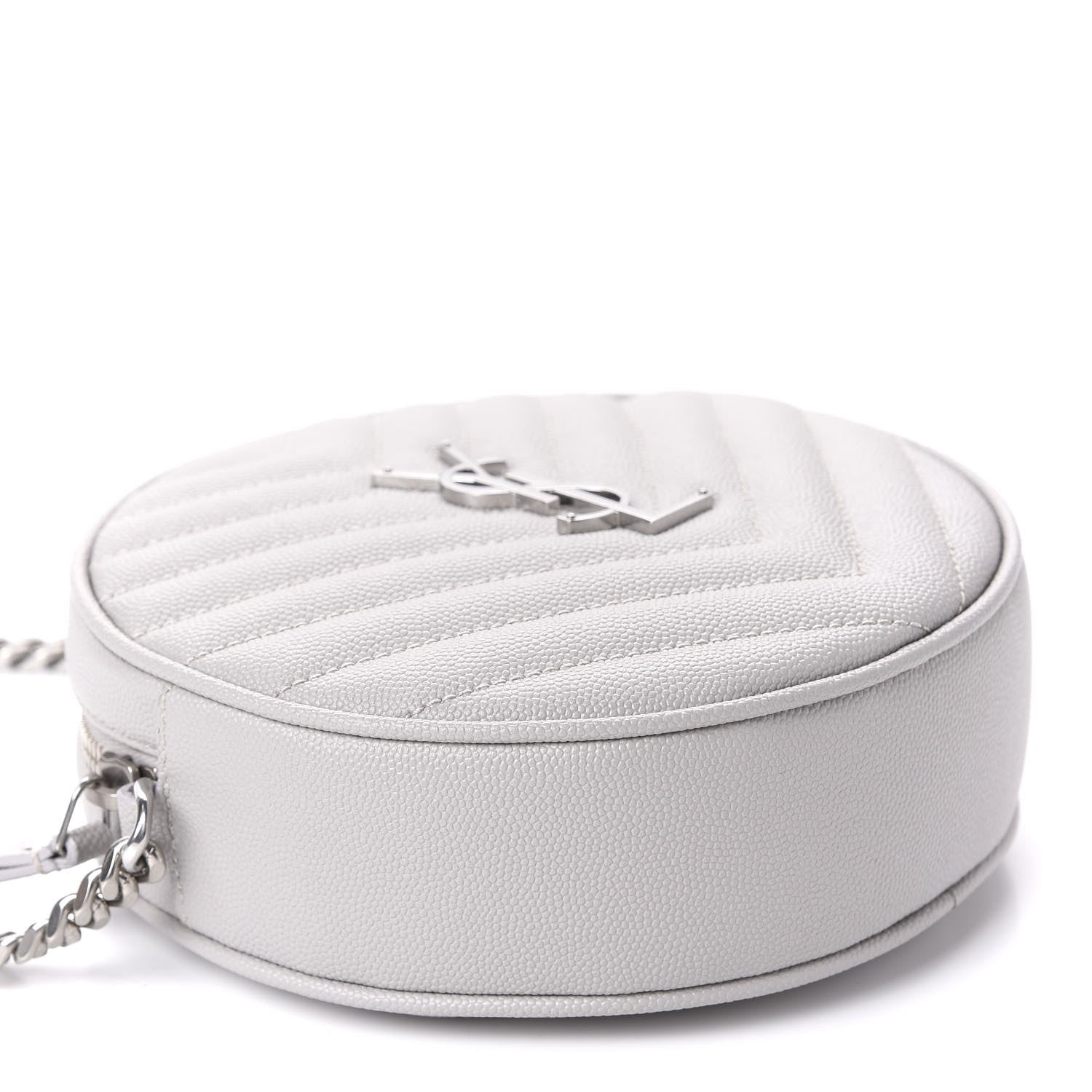 Saint Laurent Grain De Poudre Matelasse Chevron Quilted Round Vinyle Camera Bag Souris 4 of 10