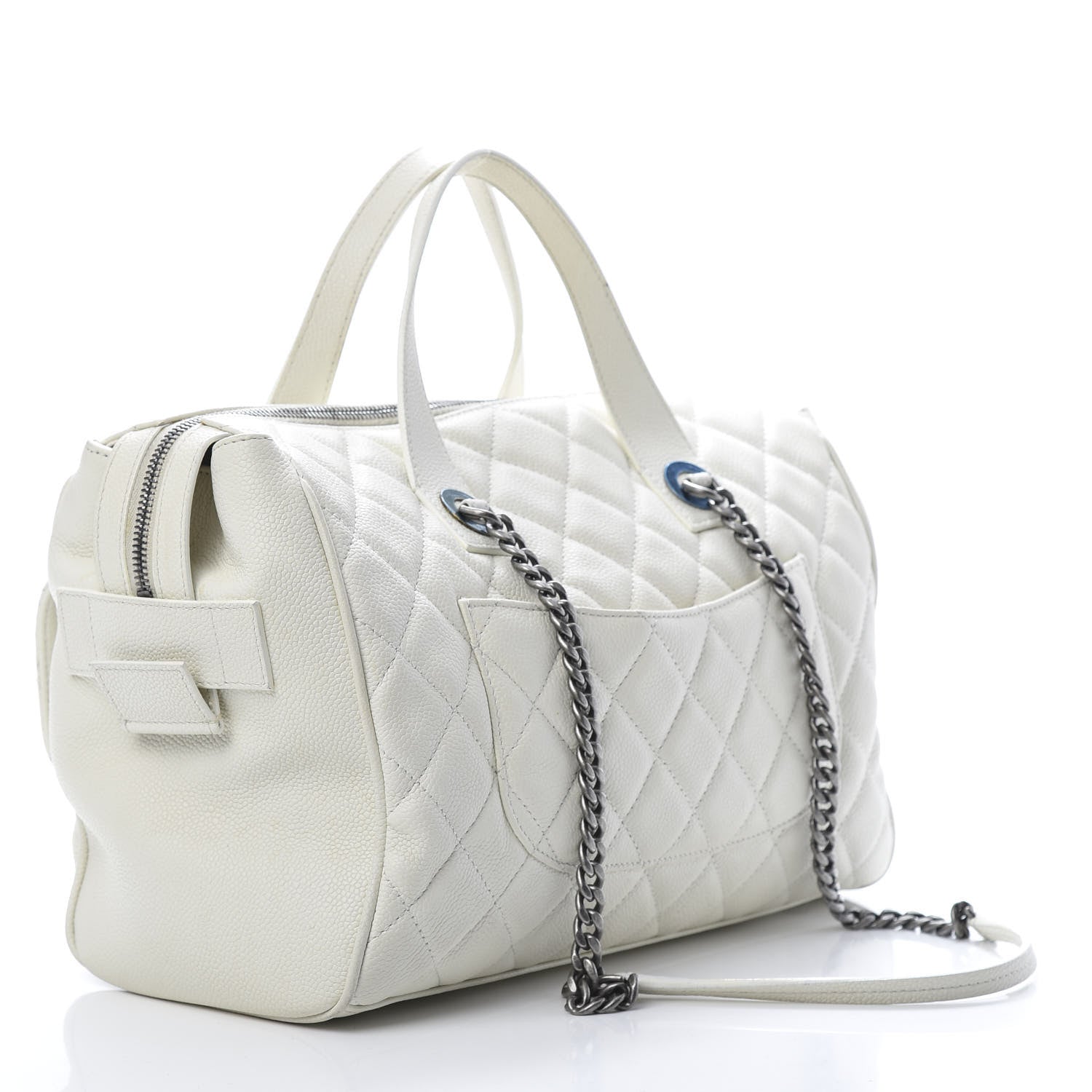 Chanel Caviar Quilted Large Casual Pocket Tote White 3 of 19