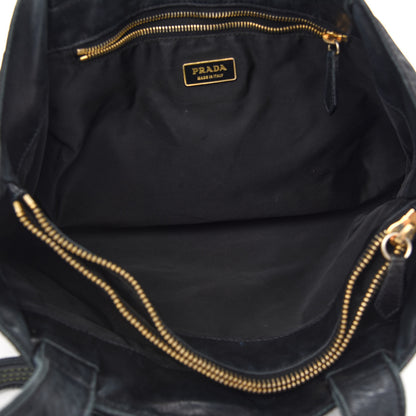 Prada Nylon Calfskin Vela Tote Black 4 of 12