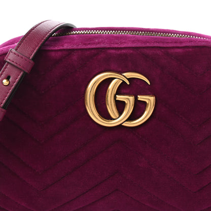Gucci Velvet Matelasse Small GG Marmont Chain Shoulder Bag Fuchsia Violet Cyclamen 10 of 11