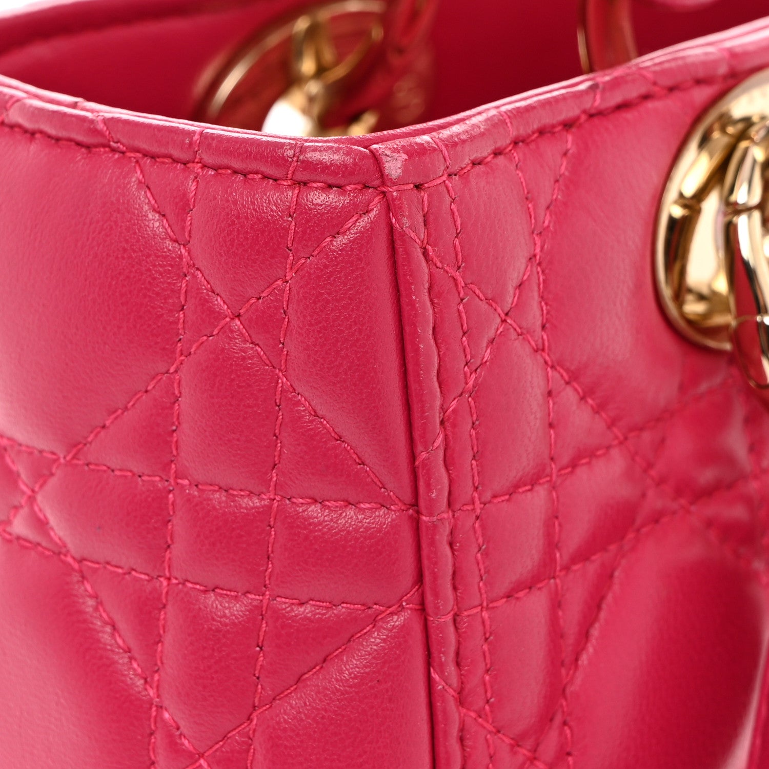 Christian Dior CHRISTIAN DIOR Lambskin Cannage Medium Lady Dior Fuchsia 11 of 12