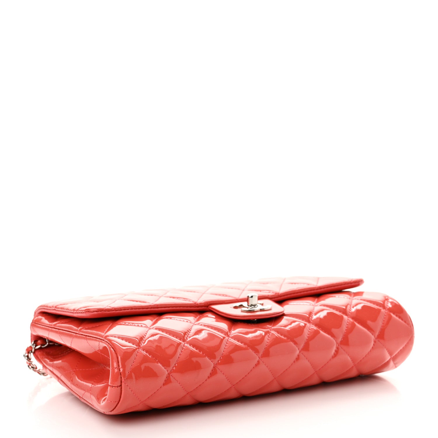 Chanel Patent Quilted Clutch With Chain Flap Fuchsia 4 of 10