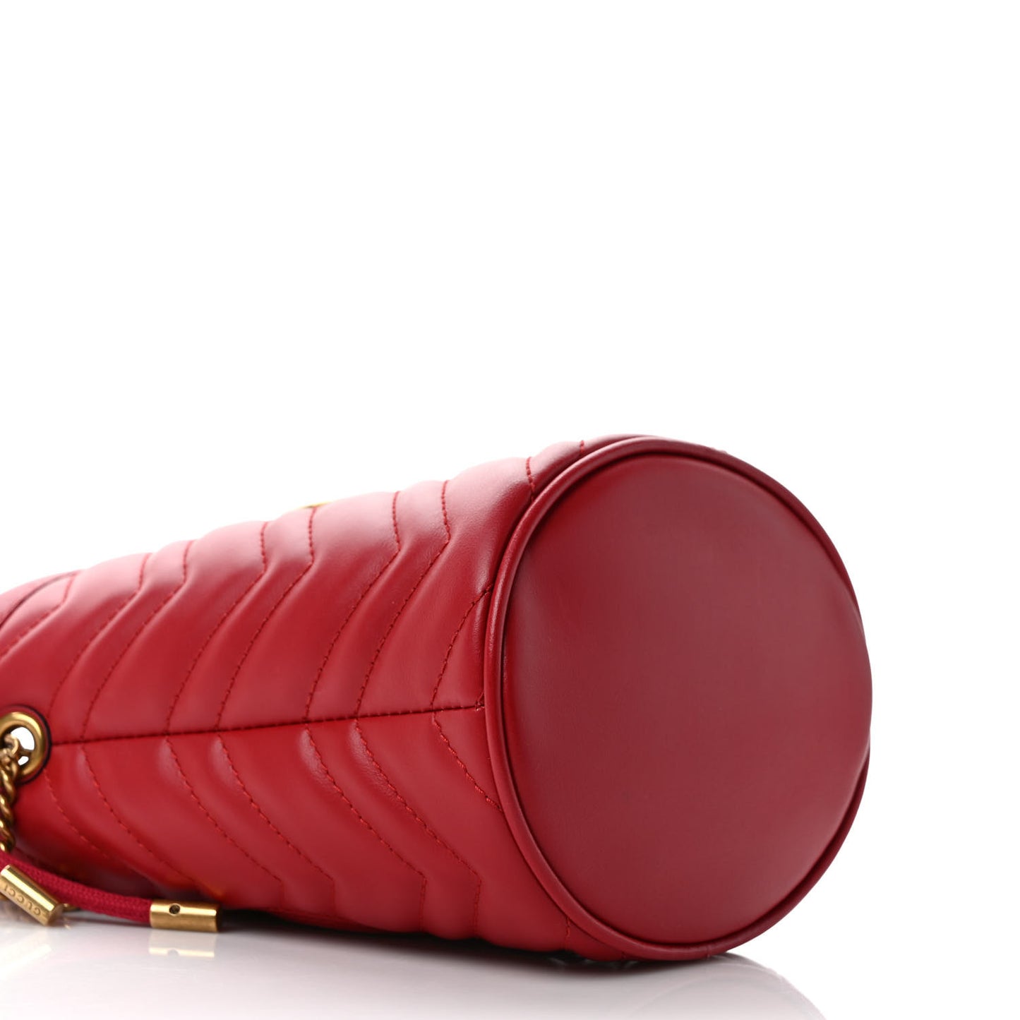 Calfskin Matelasse Mini GG Marmont 2.0 Bucket Bag Hibiscus Red