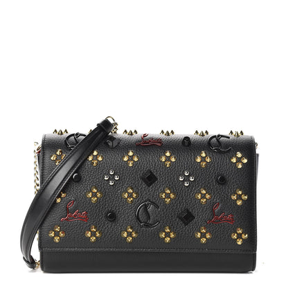 Christian Louboutin Calfskin Spikes Loubinthesky Paloma Clutch Black Multimetal 1 of 12