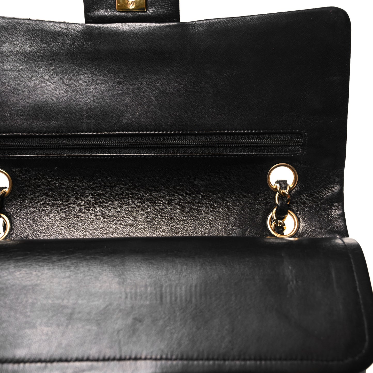 Lambskin Quilted Medium Double Flap Black