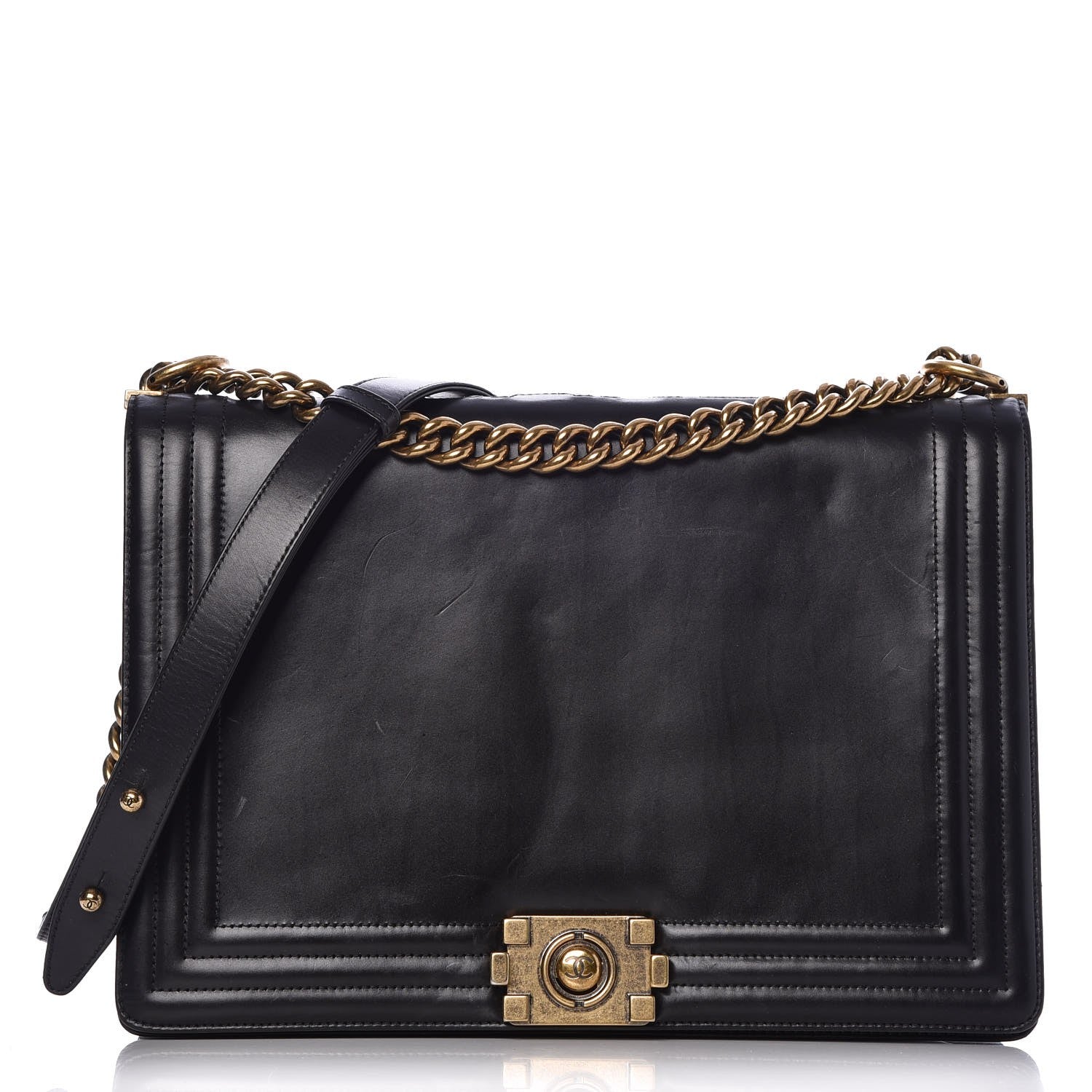 Chanel Glazed Calfskin Large Boy Flap Black 1 of 8