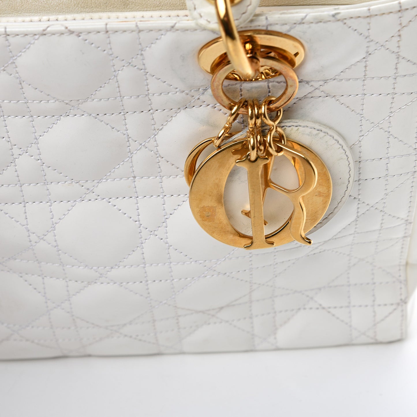 Patent Cannage Medium Lady Dior White