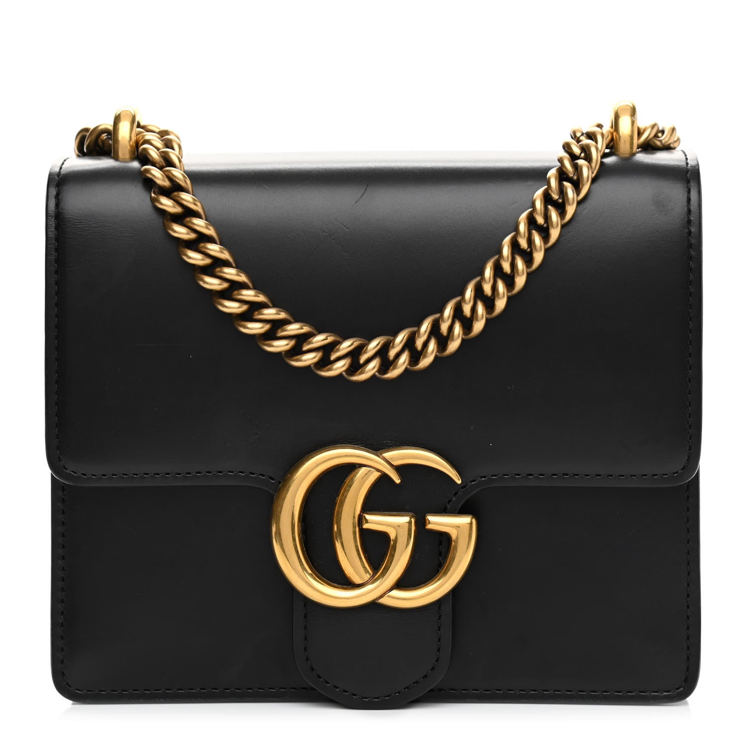 Gucci Knight Calfskin Small GG Marmont Chain Handle Bag Black 1 of 14