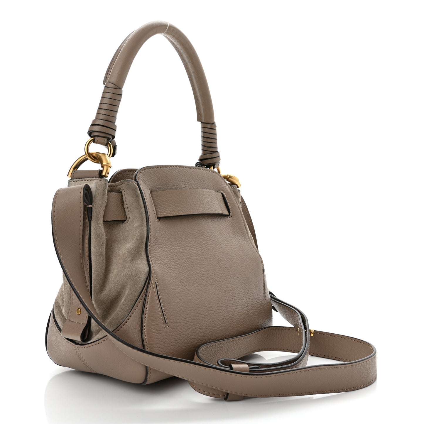 Suede Calfskin Small Owen Bucket Bag Motty Grey