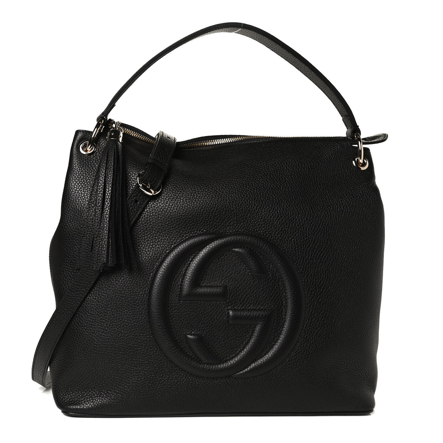 Pebbled Calfskin Large Soho Hobo Black