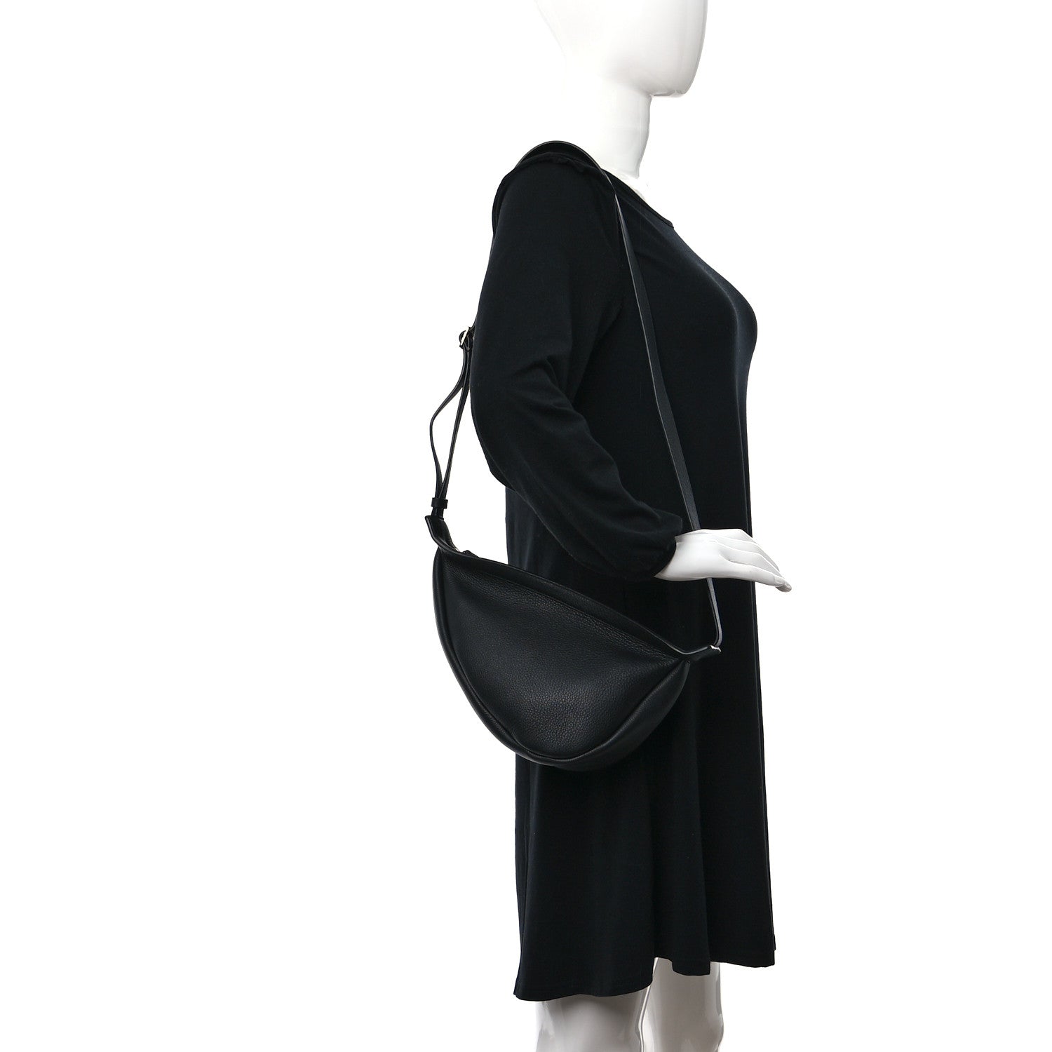 The Row Grained Calfskin Small Slouchy Banana Bag Black 2 of 7