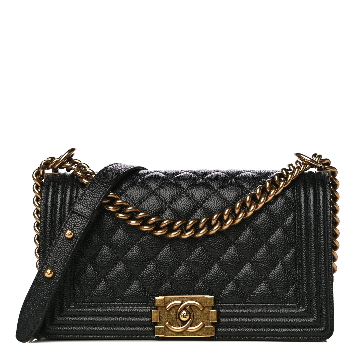 Caviar Quilted Medium Boy Flap Black