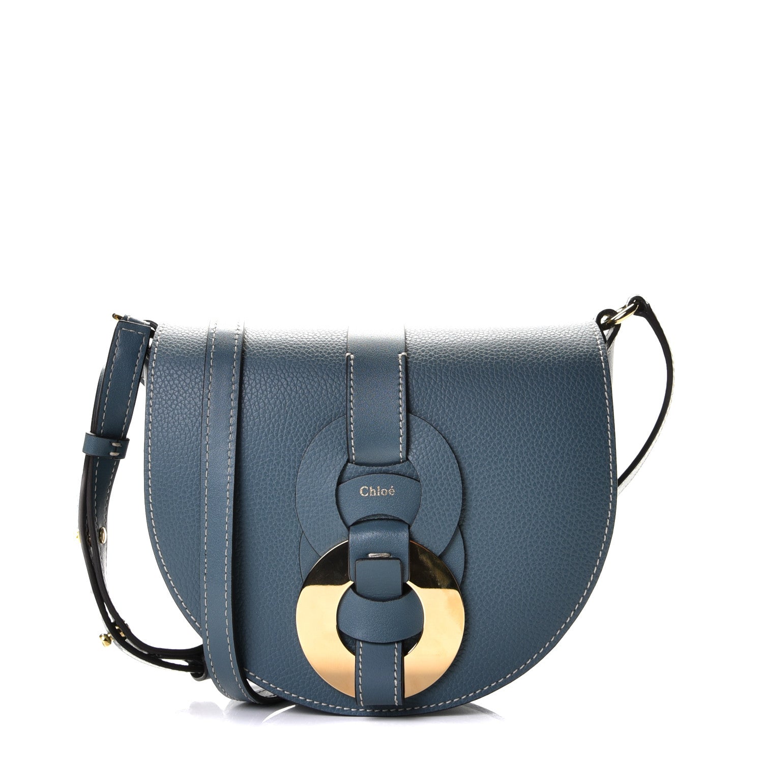 Chloe Grained Calfskin Small Darryl Saddle Crossbody Bag Mirage Blue 1 of 10