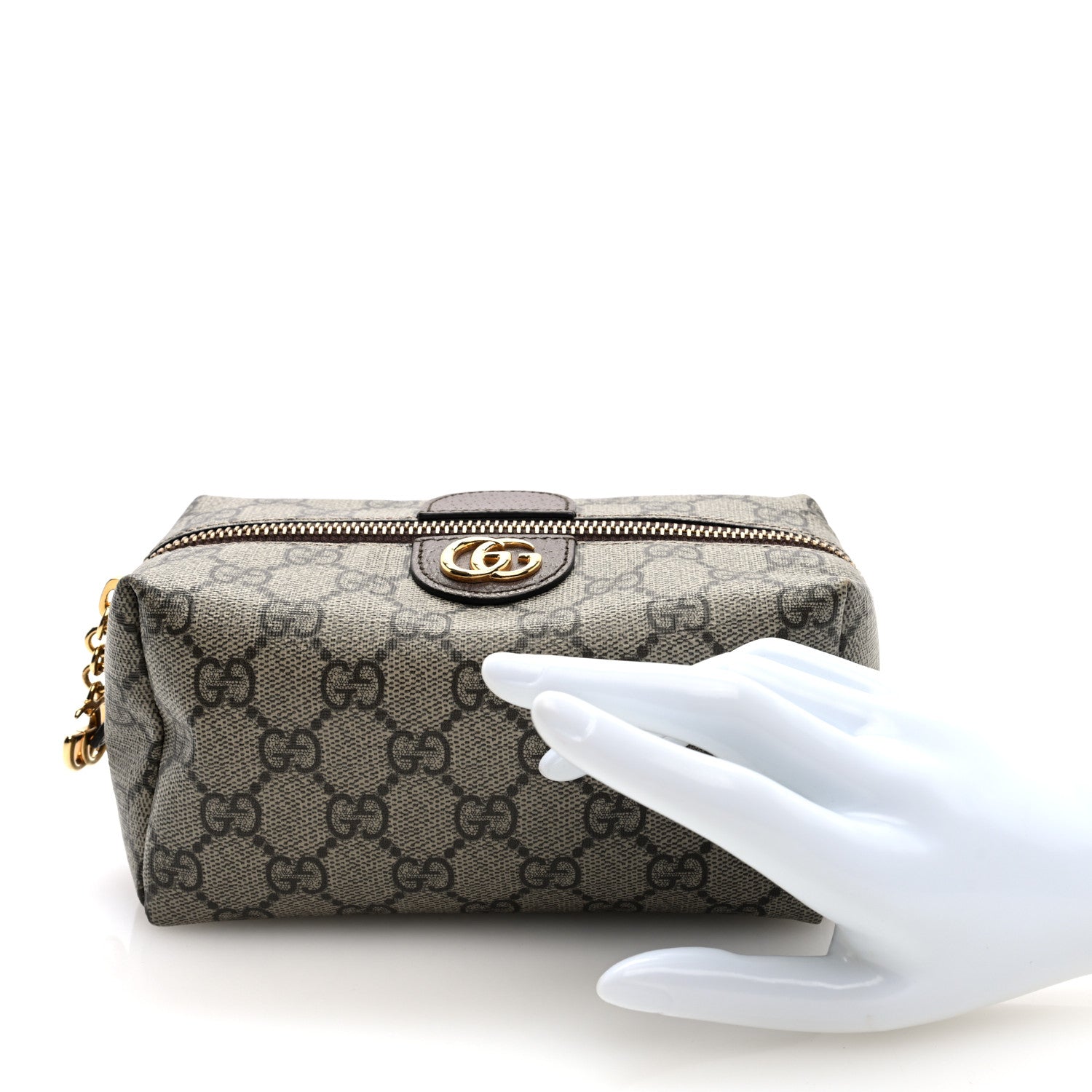 Gucci Soft GG Supreme Monogram Calfskin Small Ophidia Cosmetic Case Beige Ebony New Acero 2 of 7
