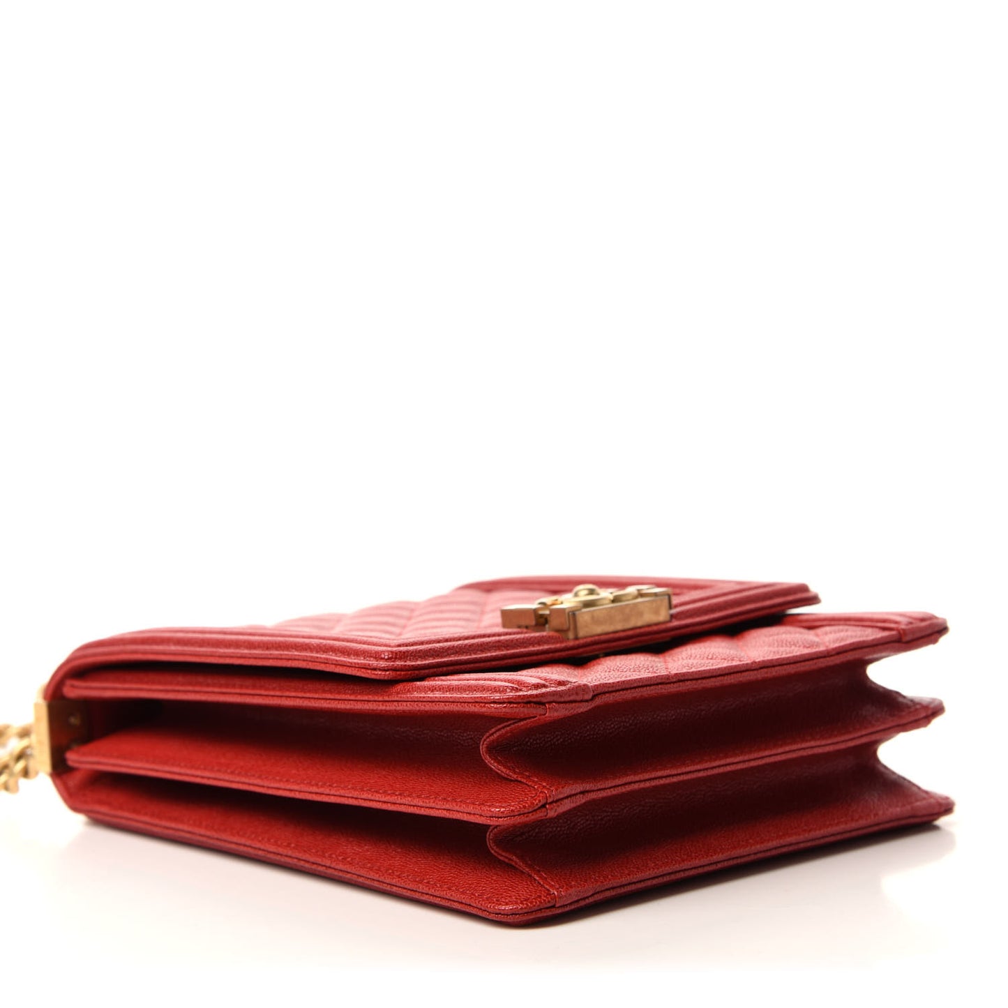 Caviar Quilted North South Boy Flap Red