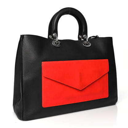 Christian Dior Smooth Calfskin Tri-Color Diorissimo Pocket Tote Black Blue Red 3 of 11