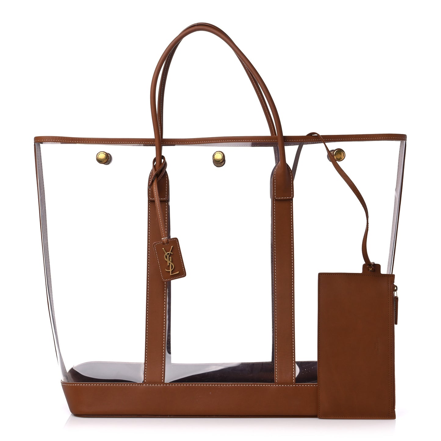 Calfskin Vinyl Cabas Tote Brown