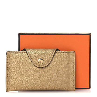 Hermes Metallic Chevre Chamkilight Iliade Card Holder Golden 10 of 10
