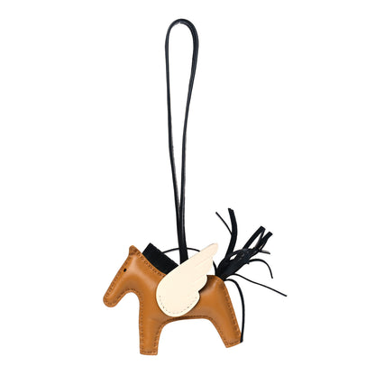 Hermes Milo Lambskin Grigri Rodeo Pegase Horse Bag Charm PM Sesame Black Nata 1 of 4