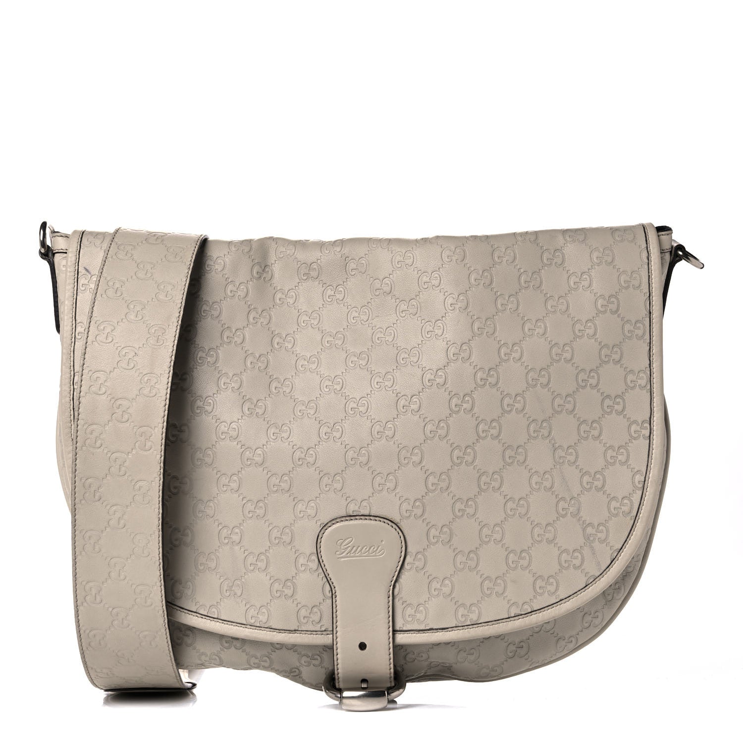 Gucci Guccissima Flap Messenger Bag Ivory 1 of 23