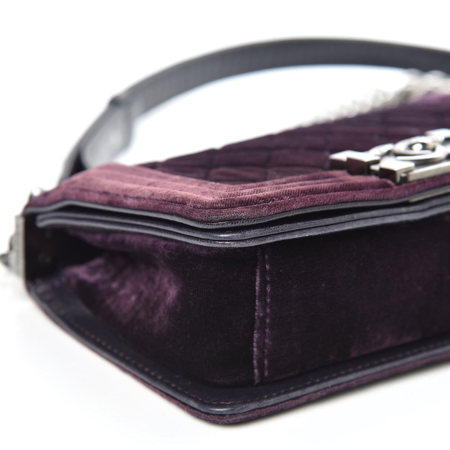 Velvet Quilted Small Boy Flap Purple