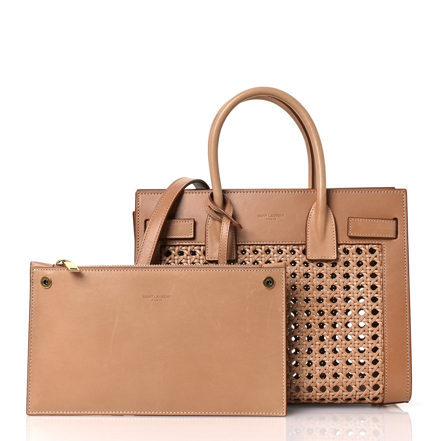 Calfskin Woven Wood Baby Sac De Jour Vintage Brown