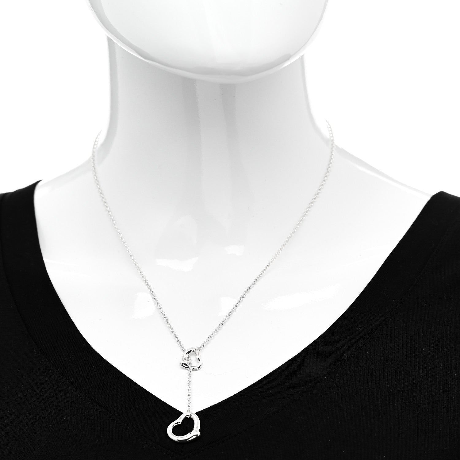 Tiffany Sterling Silver Elsa Peretti Open Heart Lariat Necklace 2 of 6