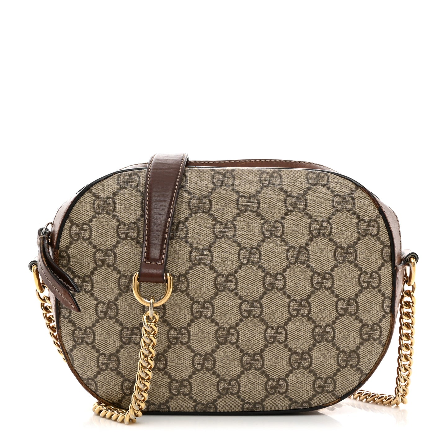 GG Supreme Monogram Cuoio Toscano Mini Chain Shoulder Bag Beige Ebony Cuir