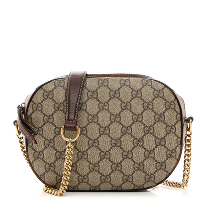 Gucci GG Supreme Monogram Cuoio Toscano Mini Chain Shoulder Bag Beige Ebony Cuir 1 of 13
