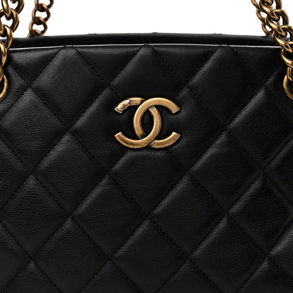 Chanel Calfskin Quilted Small CC Crown Tote Black 8 of 11