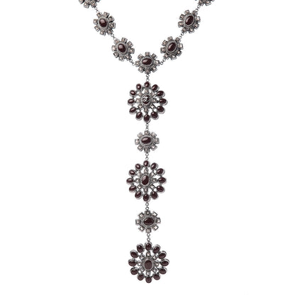 Chanel Gripoix Medallion Necklace Burgundy Silver 1 of 5