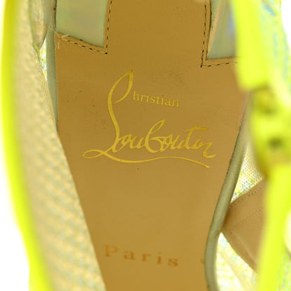 Christian Louboutin Lace Denim Gipsybootie 100 Ankle Boots Jeans 39 Fluo 8 of 12