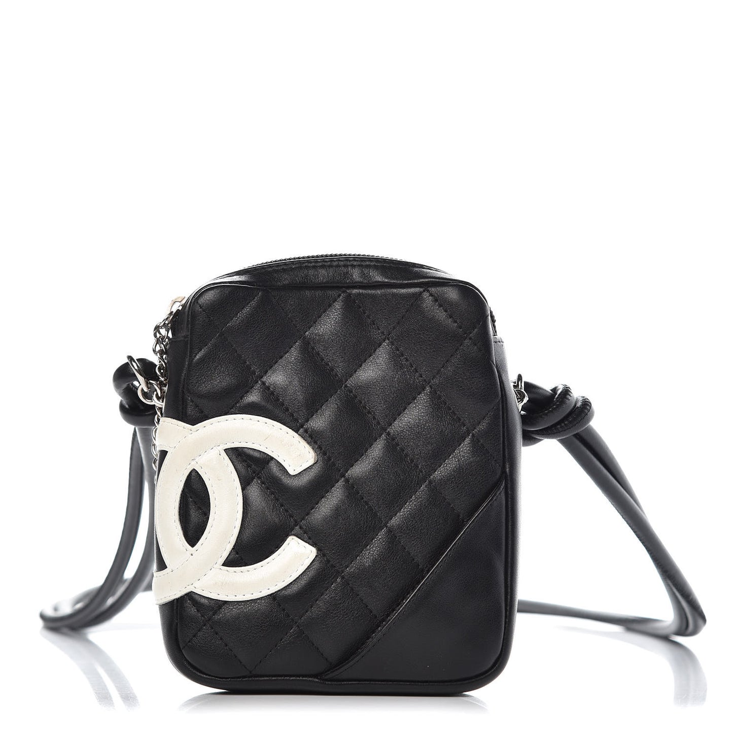 Calfskin Quilted Small Cambon Messenger Black White