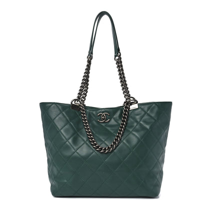 Chanel Calfskin Quilted Large Shopping In Chains Tote Green 1 of 13