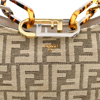 Fendi Chenille Vitello King Plexiglass FF O'Lock Swing Tortora Nuvola 8 of 12