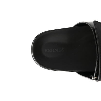 Hermes Calfskin Womens Chypre Sandals 38 Black 7 of 9