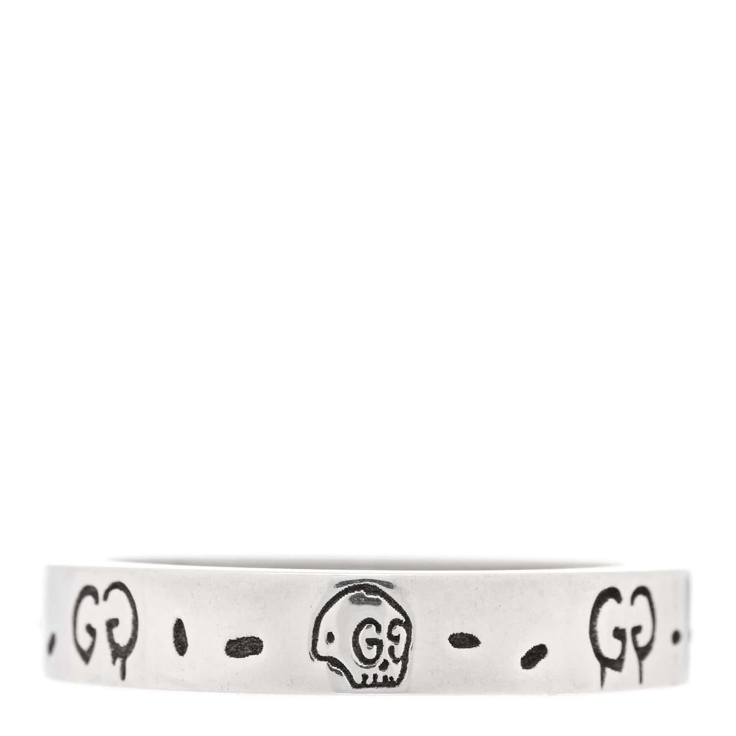 Gucci Sterling Silver Narrow GucciGhost Ring 55 7.25 1 of 4