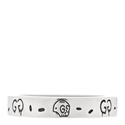 Gucci Sterling Silver Narrow GucciGhost Ring 55 7.25 1 of 4