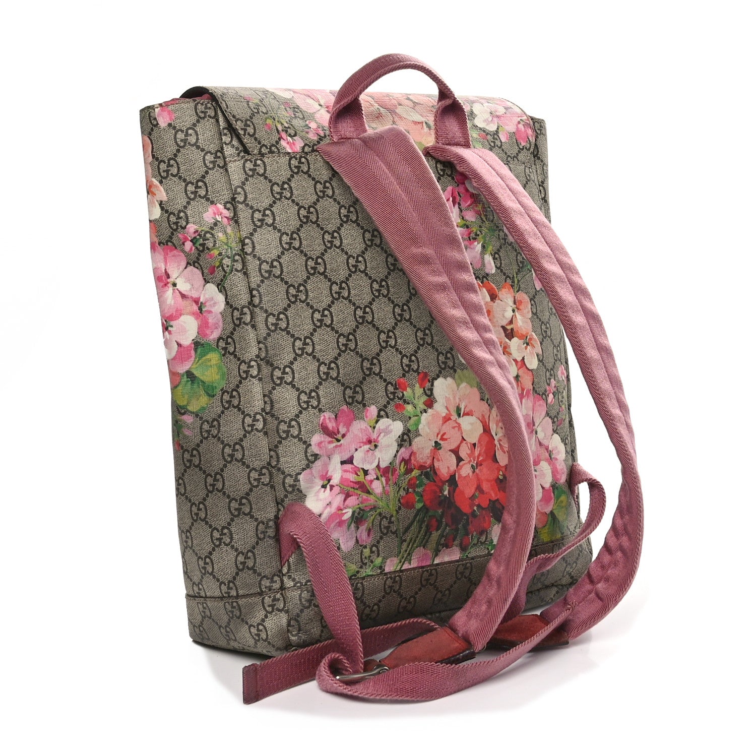 Gucci GG Supreme Monogram Blooms Medium Single Buckle Backpack Beige Multicolor Dry Rose 3 of 10
