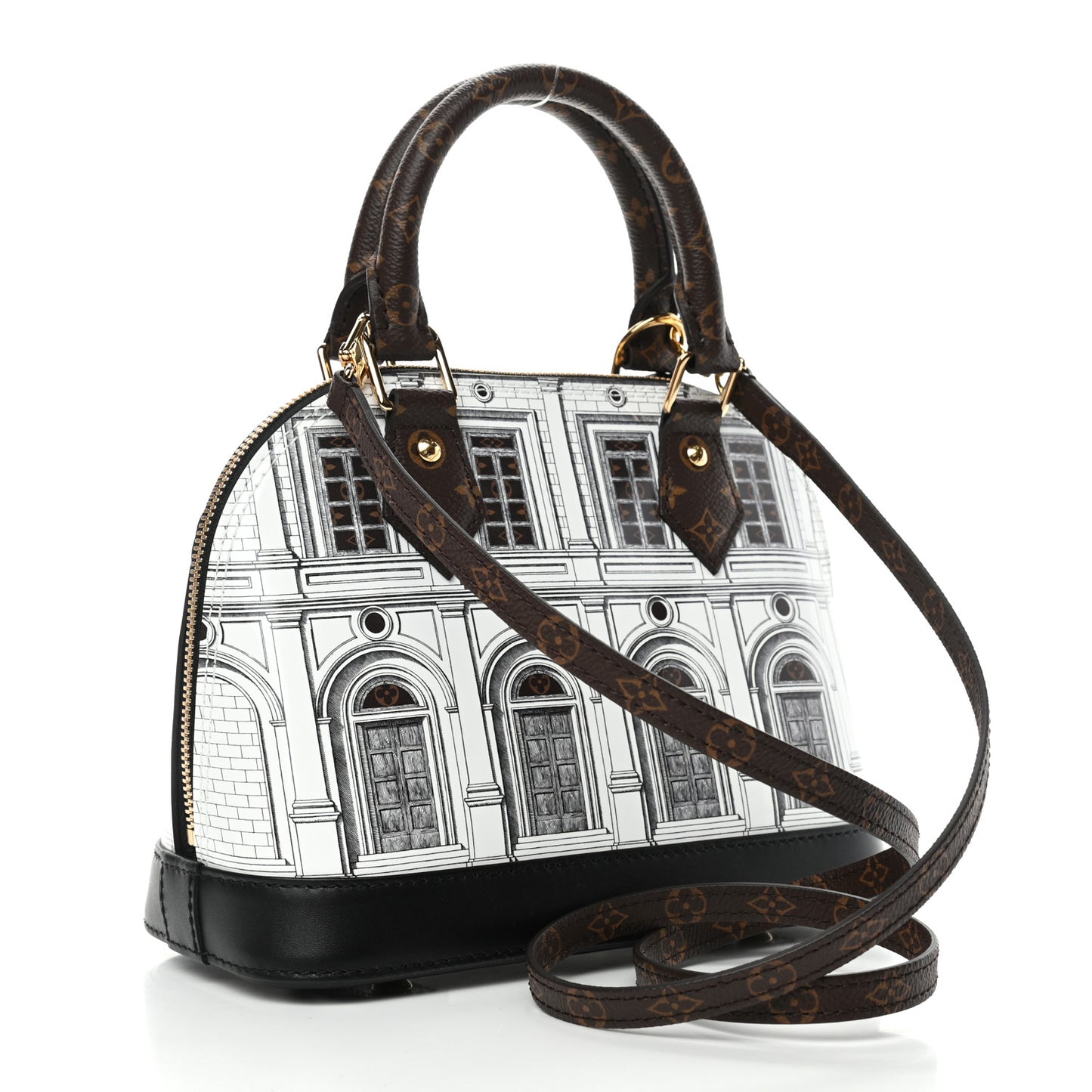 X FORNASETTI Calfskin Architettura Alma BB Black White