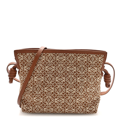 Loewe Jacquard Anagram Calfskin Mini Flamenco Knot Clutch Tan Pecan 1 of 8