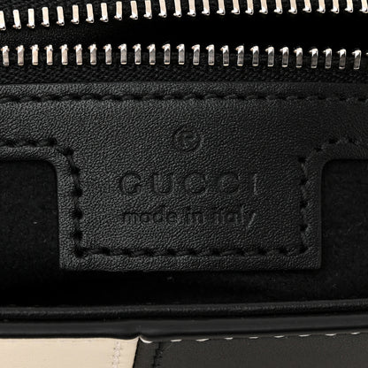 Gucci Senna Calfskin Lines Petite GG Top Handle Shoulder Bag Black Mystic White 6 of 11