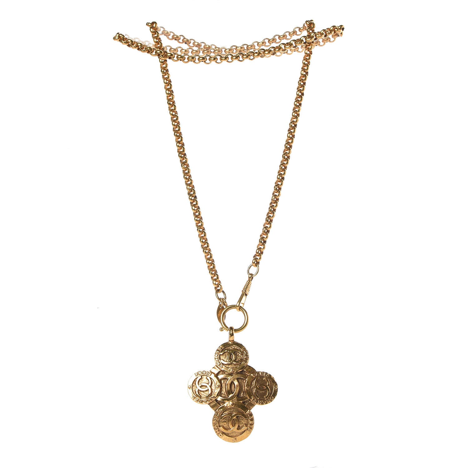 Chanel CC Chain Pendant Long Necklace Gold 3 of 6