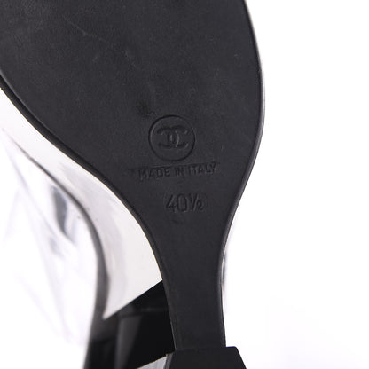 Chanel Patent PVC Peep Toe Wedge Sandals 40.5 Transparent Black 7 of 12