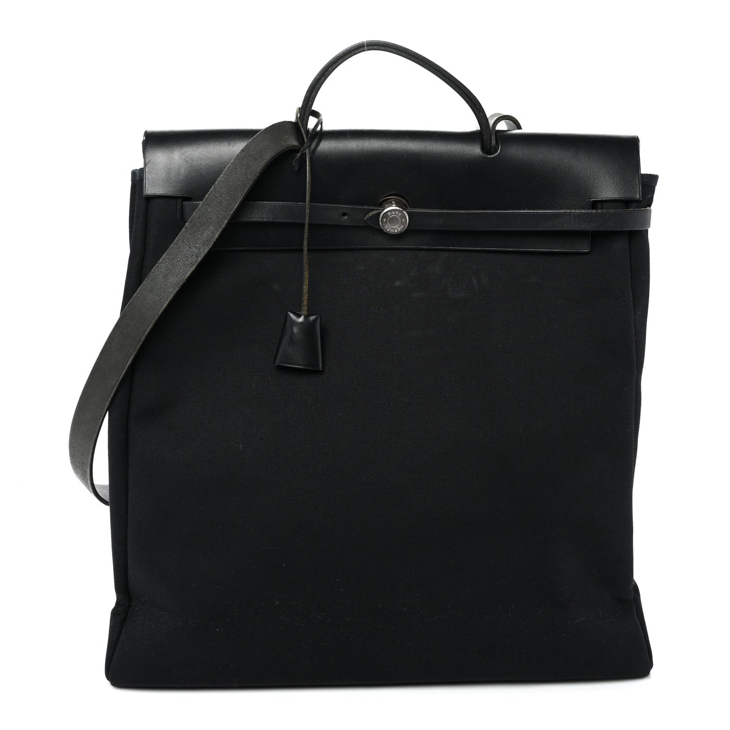 Hermes Toile Vache Calfskin Herbag 39 MM Black 1 of 10