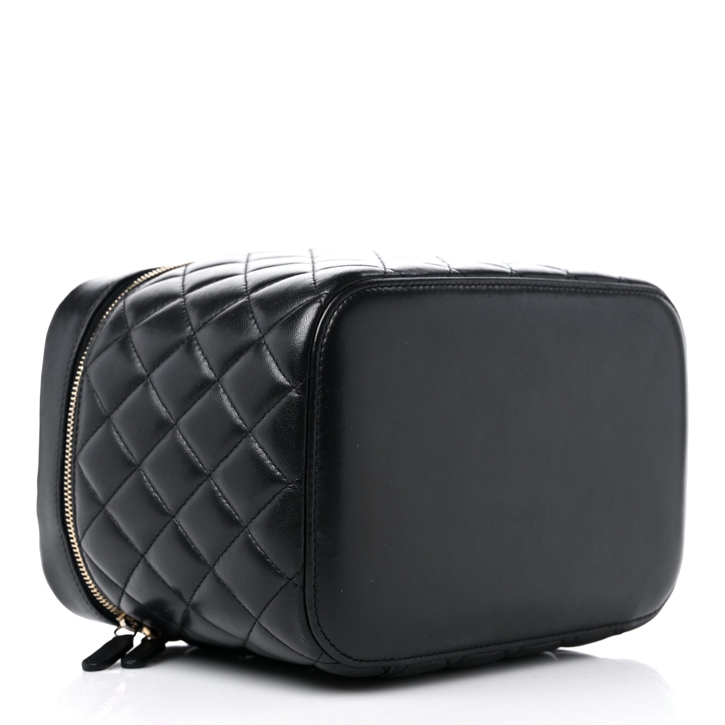 Lambskin Quilted Vanity Pouch Black