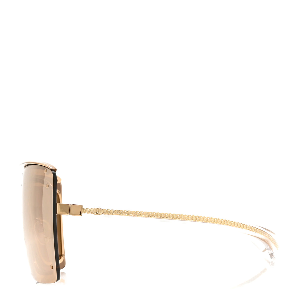 Rimless Shield Chain Sunglasses 71261 Brown Gold